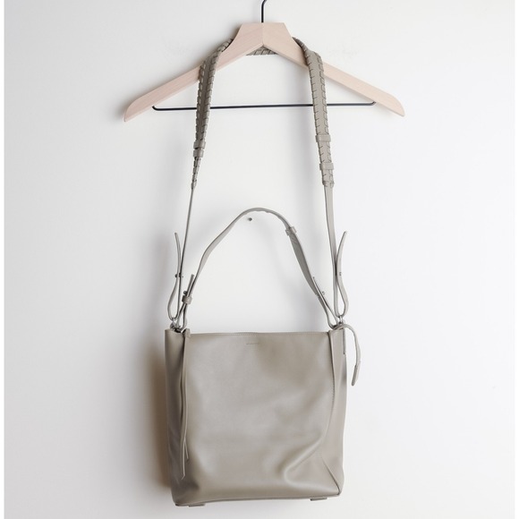 ALL SAINTS Kita Lea Crossbody Taupe Leather Bag Purse Shoulder Strap Smooth - Picture 4 of 12